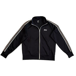 VINTAGE NIKE BLACK TRACK JACKET CIRCULAR SWOOSH ON SLEEVES L